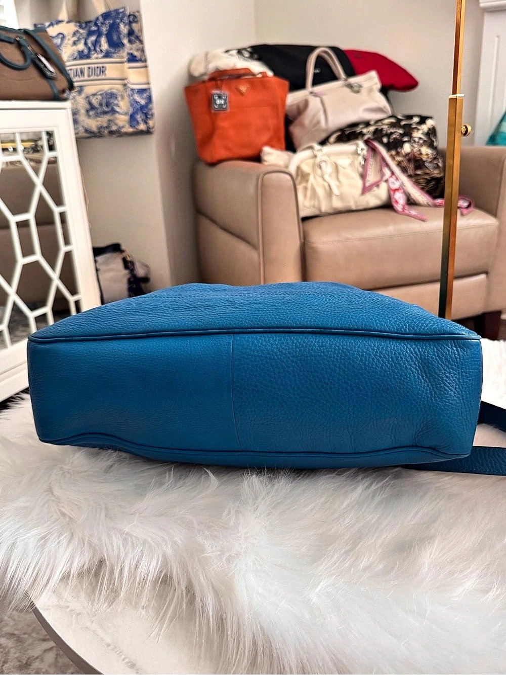 Gucci Bamboo Handle Hobo Bag Shoulder Bag Blue - Picture 3 of 16